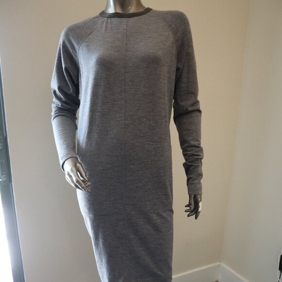 Brunello Cucinelli Monili Dress Charcoal Gray Pockets Long Sleeves Size Small - Picture 6 of 9